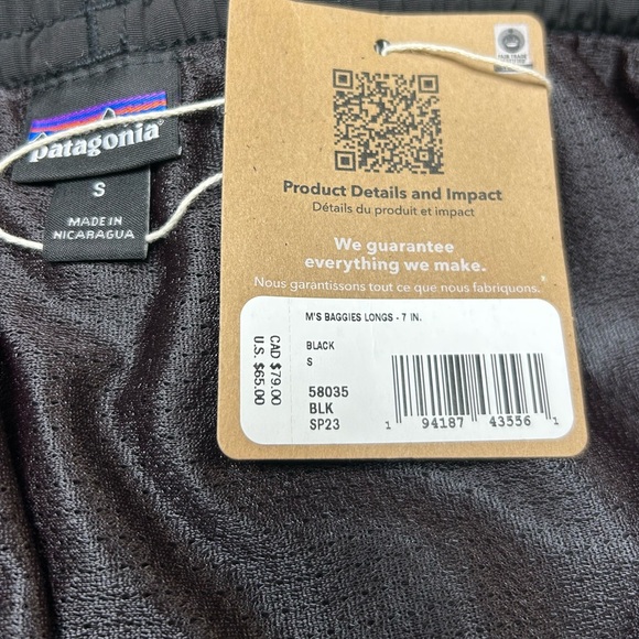 Patagonia Men’s Baggies Shorts 5” Black Size Small NWT - Picture 9 of 10